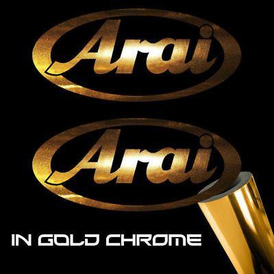 Arai Logo - 2X ARAI DECAL Stickers 3.0 x 1.4 gold chrome logo motorcycle helmet decals