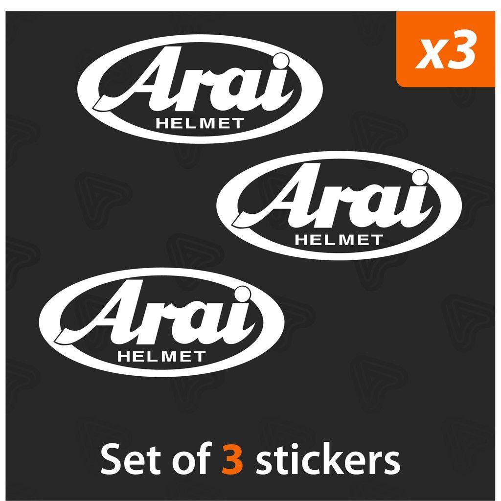 Arai Logo - Set Of 3 Helmet Logo Vinyl Sticker Die Cut
