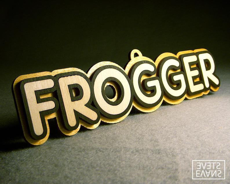 Frogger Logo - FROGGER Classic Retro Arcade Game Laser Cut Wood Logo Ornament Gift Tag Embellishment Decoration