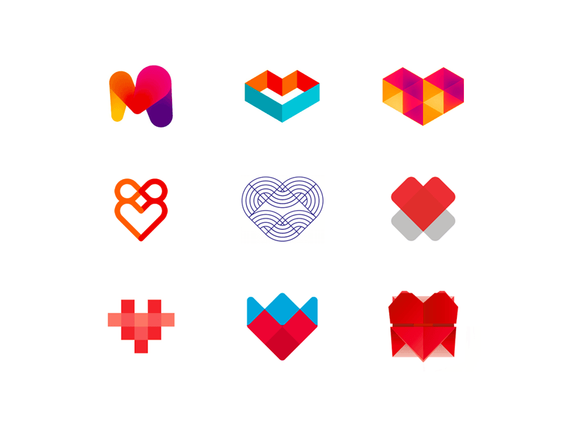 Hearts Logo - Hearts logo design symbols collection, volume 2 by Alex Tass, logo