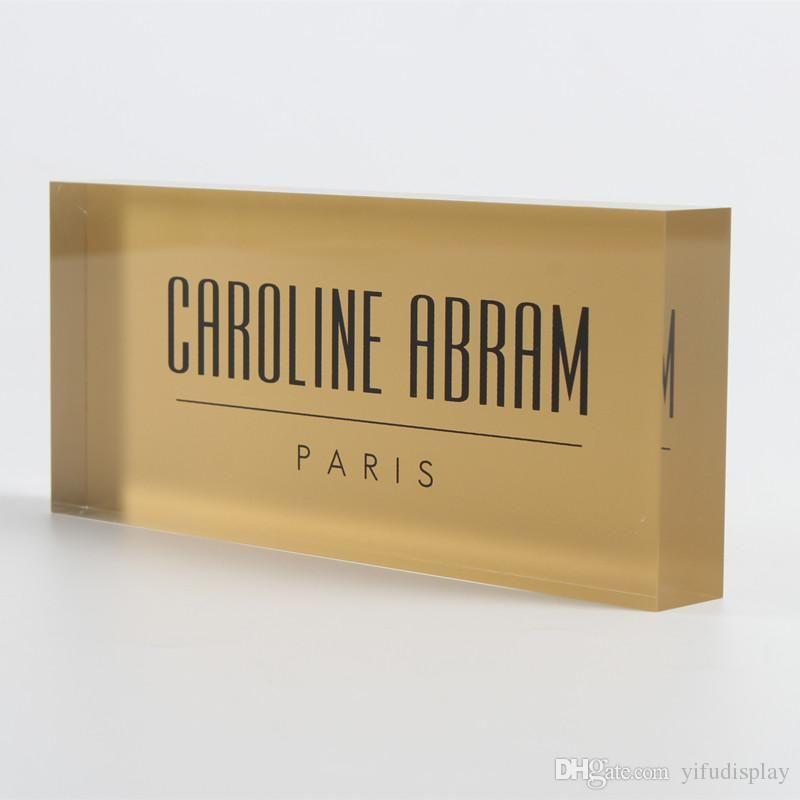 Acrylic Logo - Custom Clear Acrylic Brand Block Gold Background With Silk Print Logo,  Acrylic Block Wholesale