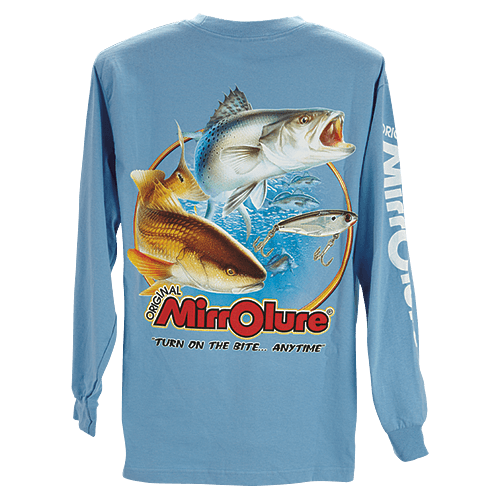 MirrOlure Logo - T Shirt MirrOlure MTCB L Carolina Blue