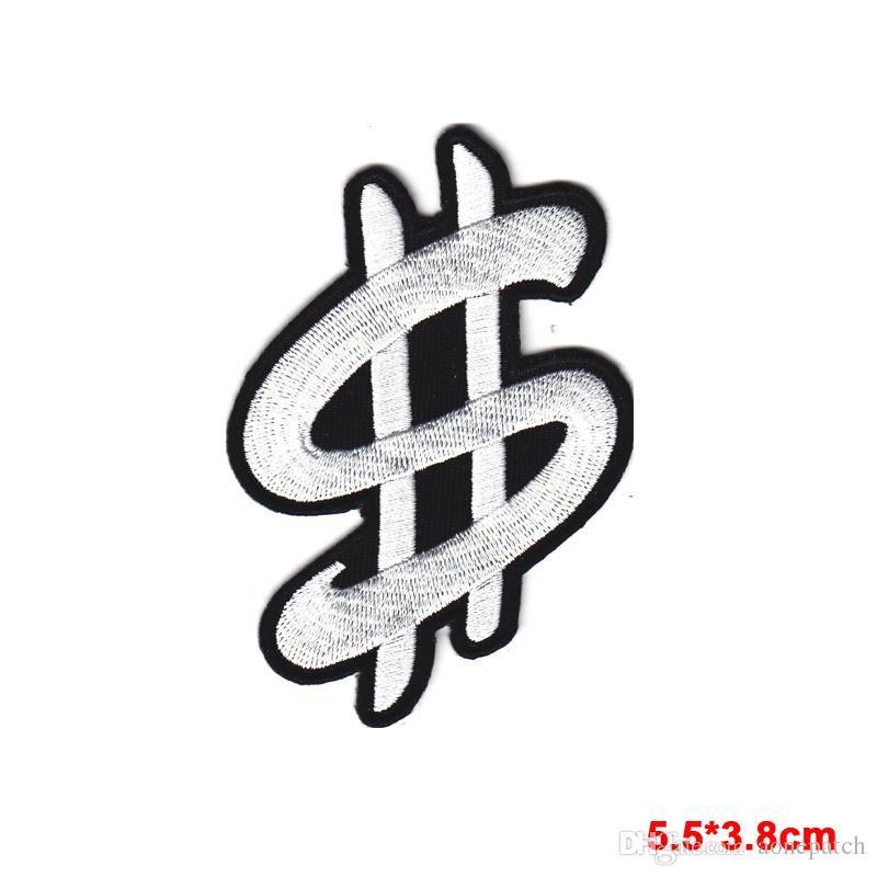 Moeny Logo - $ DOLLAR SIGN BLACK & WHITE EMBROIDERED IRON ON PATCH MONEY CURRENCY LOGO  Stickers Apparel hats Accessories patch