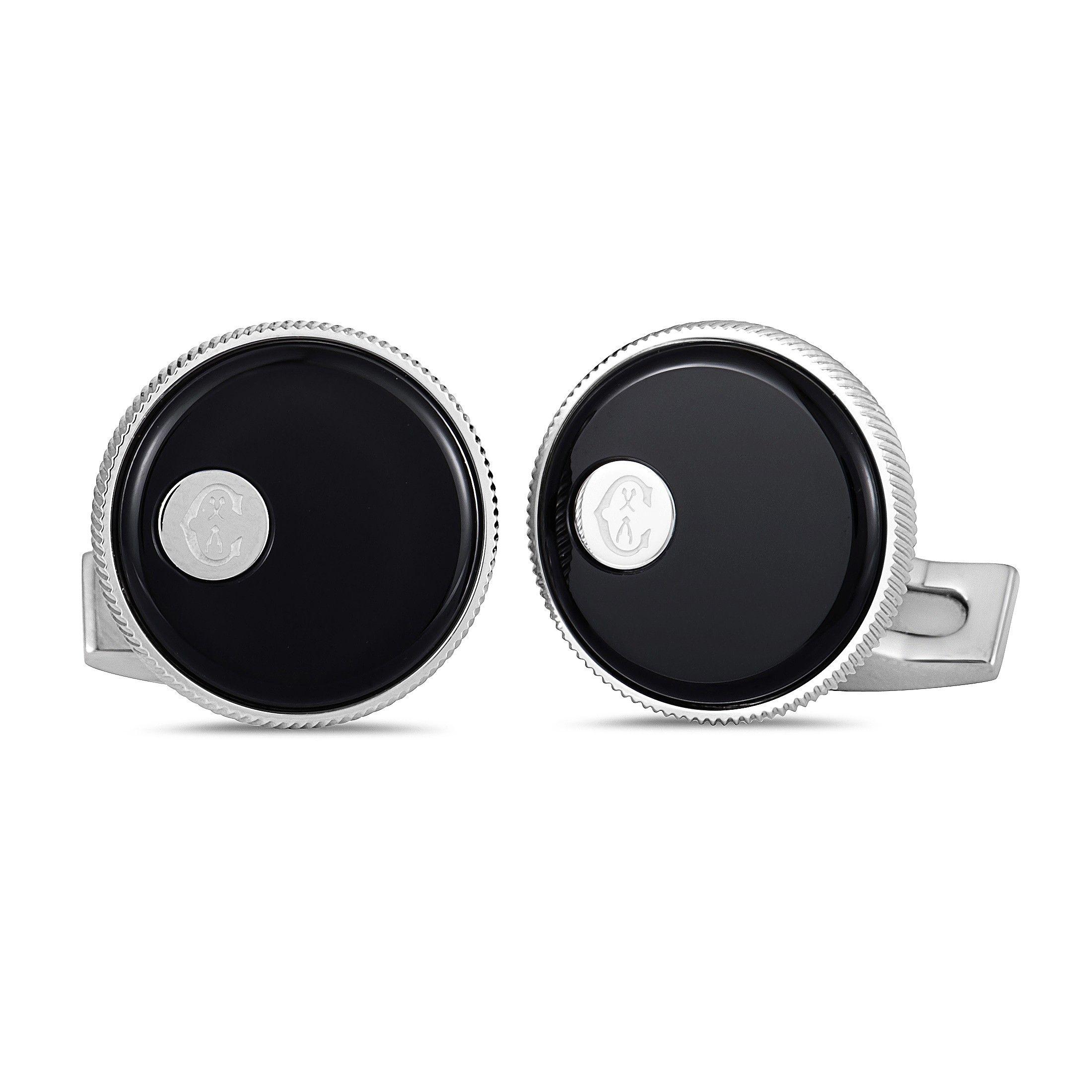 Charriol Logo - Charriol Stainless Steel Onyx Round Cufflinks