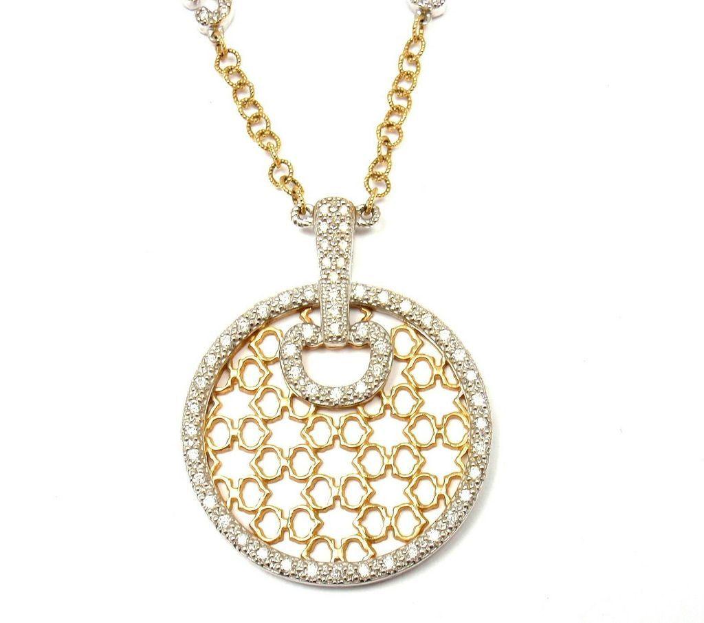 Charriol Logo - Charriol Logo 18k Yellow + White Gold Diamond Large Pendant Necklace