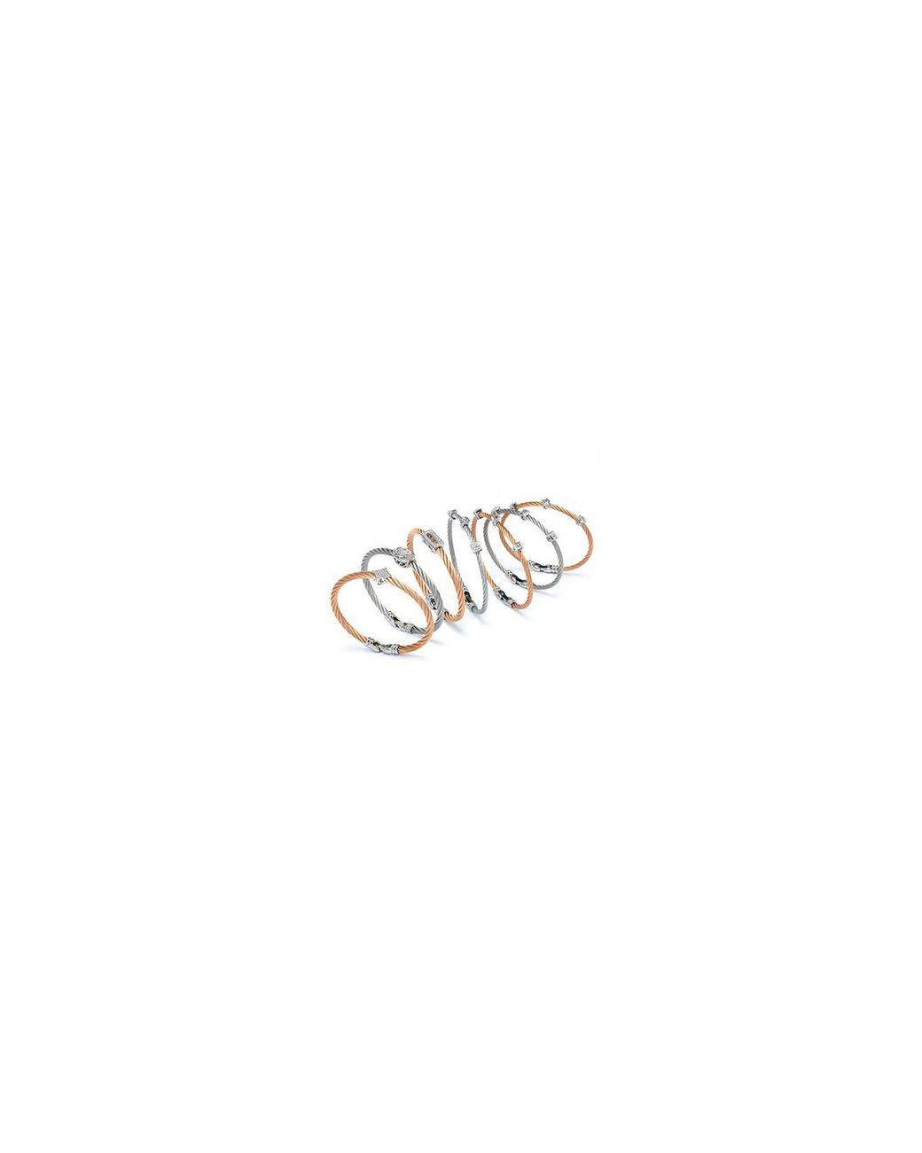 Charriol Logo - Women's Metallic Debutante White Topaz Two Tone Bangle Bracelet (5 8 Ct. T.w.) In Stainless Steel & Rose Gold Tone Pvd