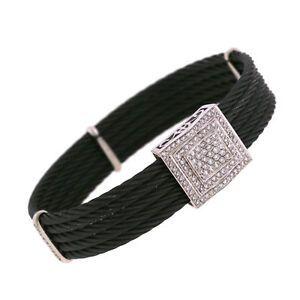 Charriol Logo - Philippe Charriol 18K White Gold Diamond Celtic Noir Steel Cable