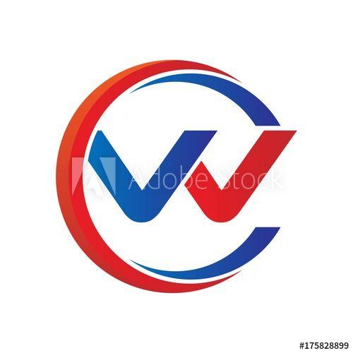 VV Logo - vv logo vector modern initial swoosh circle blue and red this