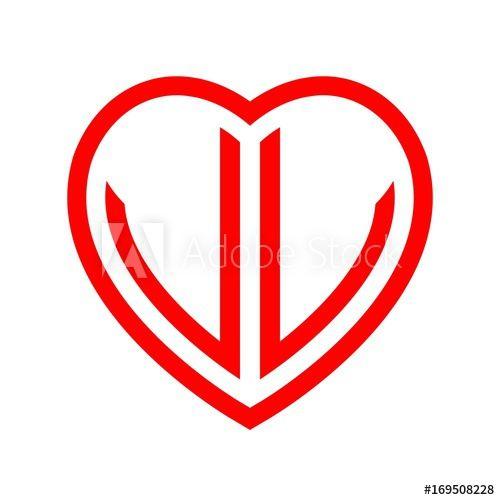 VV Logo - initial letters logo vv red monogram heart love shape this