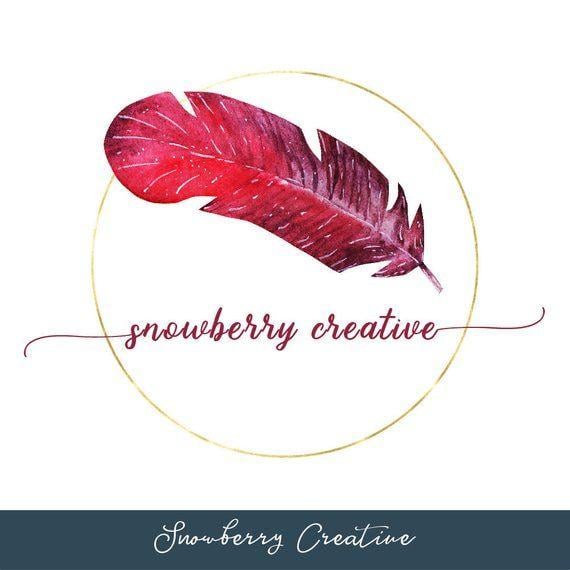 Red Feather Logo - Red Feather Logo Watercolor Logo Premade Logo Design