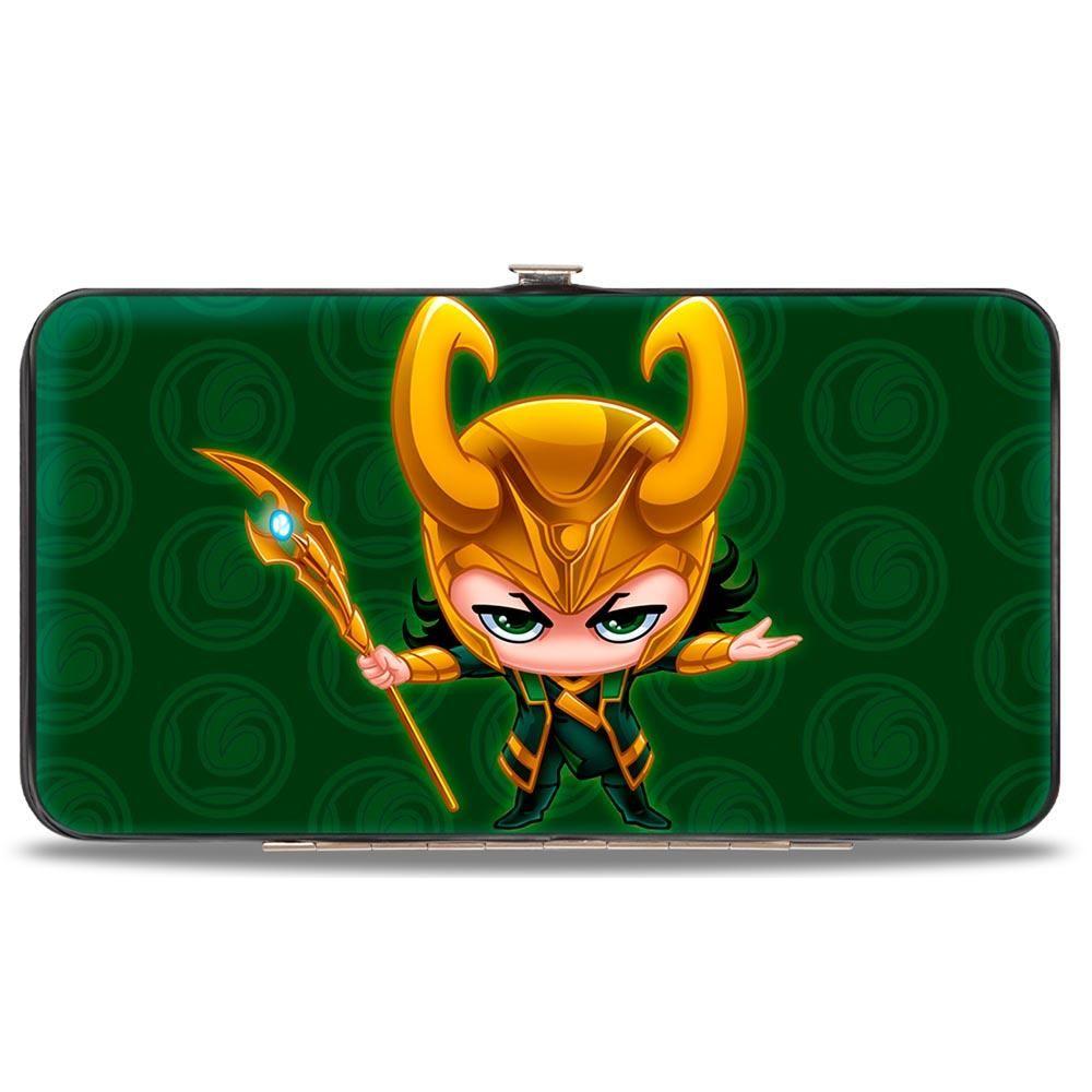 Loki Logo - MARVEL AVENGERS Hinged Wallet - Chibi Thor Pose + LOKI Loki Logo Greens Gold