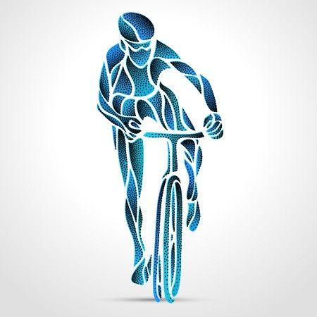 Cyclist Logo - Abstract silhouette of bicyclist. Black bike cyclist logo: Royalty ...