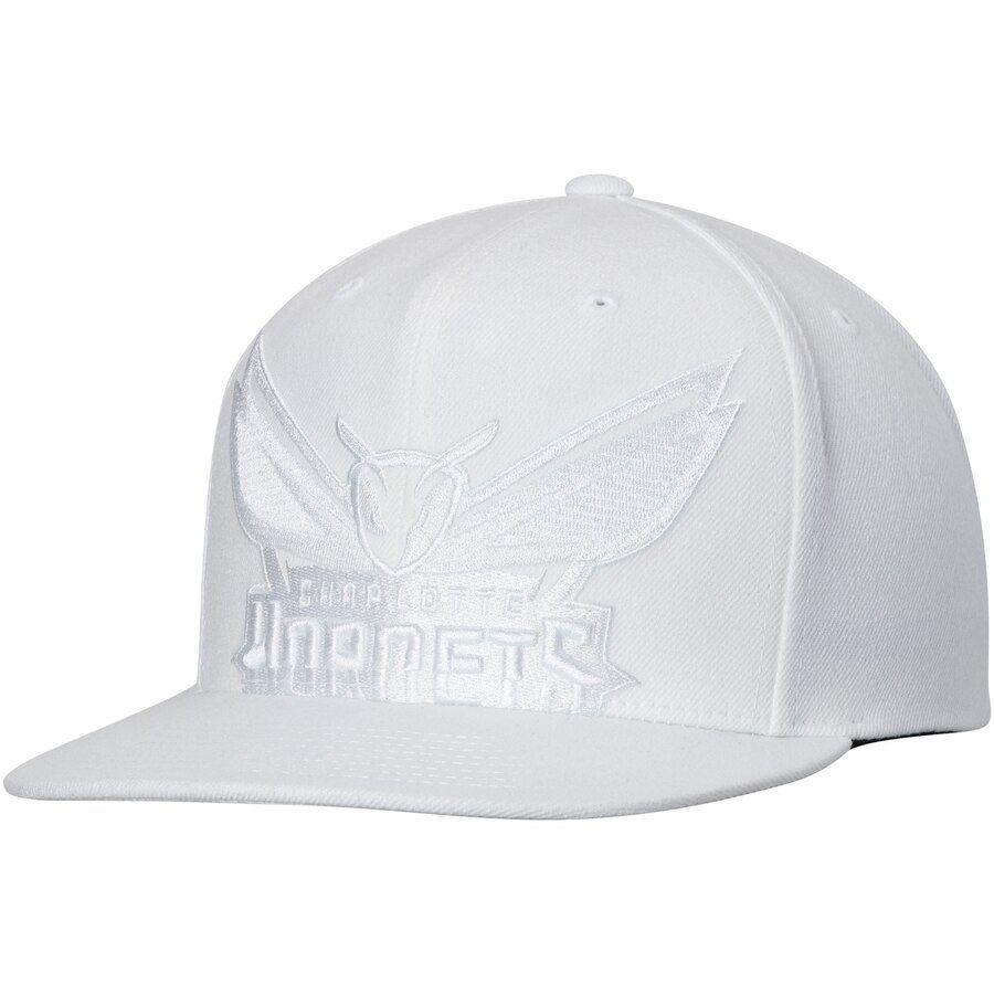 Snapback Logo - Men's Mitchell & Ness White Charlotte Hornets Cropped XL Logo Snapback  Adjustable Hat