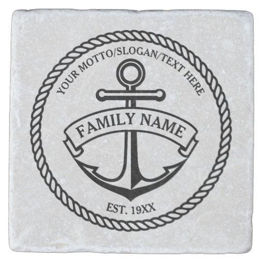 Rope Logo - Anchor and Rope Family/Boat Logo Stone Coaster