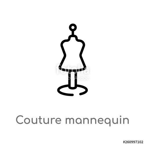 Manikin Logo - outline couture mannequin vector icon. isolated black simple line ...