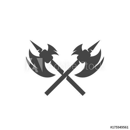 Axes Logo - Crossed battle axes icon. Vector logo on white background - Buy this ...