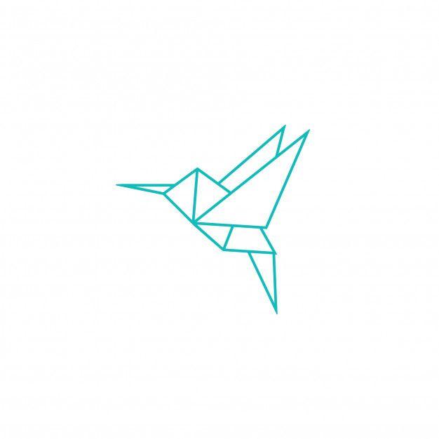 Origami Logo - Origami hummingbird logo Vector | Premium Download