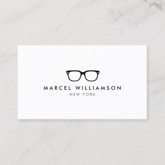 Eyeglasses Logo - Classic and Simple Black Eyeglasses Logo on White Business Card