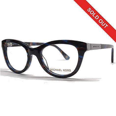 Eyeglasses Logo - Michael Kors Blue & Brown Cateye Logo Detailed Eyeglasses w/ Case