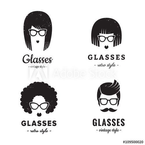 Eyeglasses Logo - Eyeglasses logo vintage vector set (female and male). Hipster