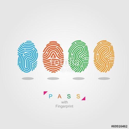Fingerprint Logo - Pass with fingerprint. color vector illustration.