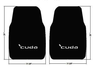 Cuda Logo - Details about New! 1967-1969 Barracuda Black Floor Mats w/Silver 'CUDA  Embroidered Logo Pair