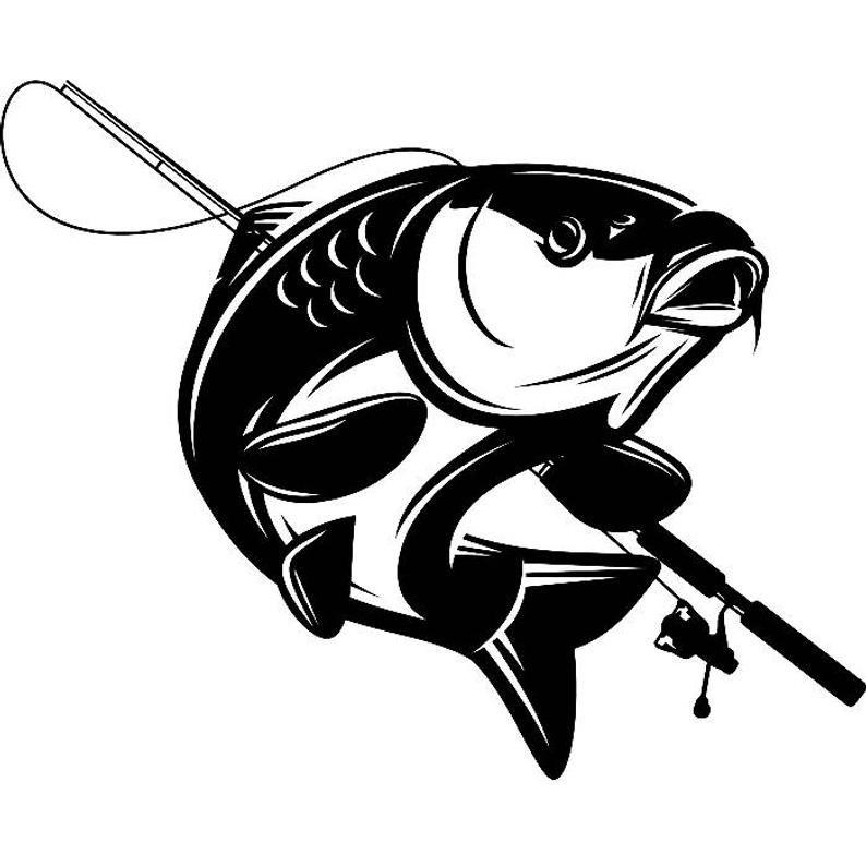 Carp Logo - Carp Fishing Logo Angling Fish Hook Fresh Water Hunting Striped Tournament Competition Contest .SVG .EPS .PNG Vector Cricut Cut Cutting