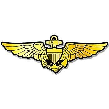 Pilot Logo - American Vinyl Gold Navy Aviator Wings Shaped Sticker (Logo Naval Pilot Fly  Aviation)
