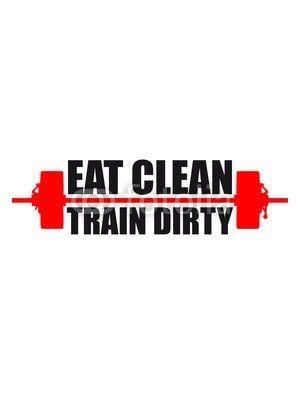 Weight Logo - Design Logo Eat Clean Train Dirty Weight Lifting Logo Cool Stamp Color  Muscles Strong Dumbbell Weight Training Bodybuilding Poster