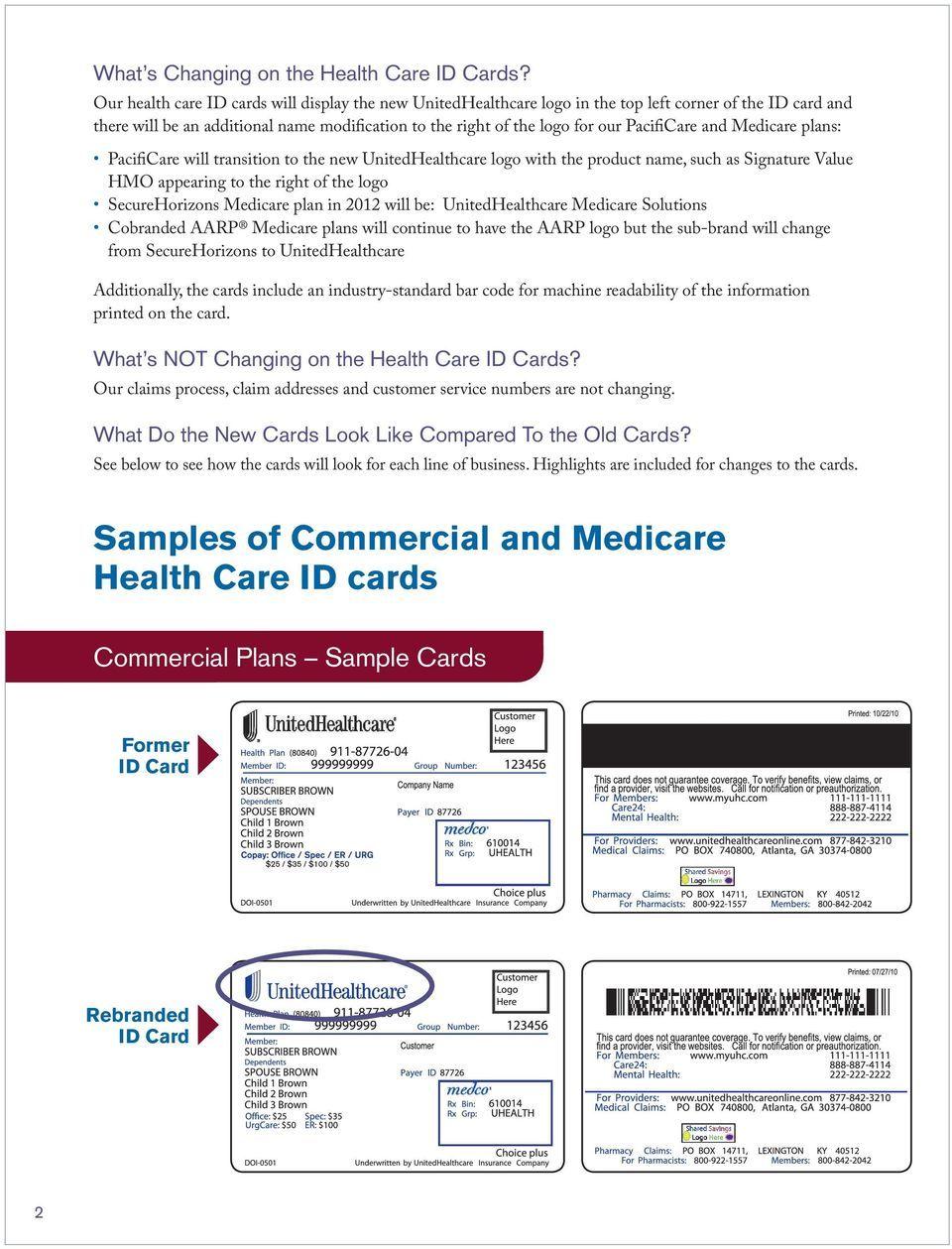 PacifiCare Logo - Health Care ID Card Enhancements - PDF