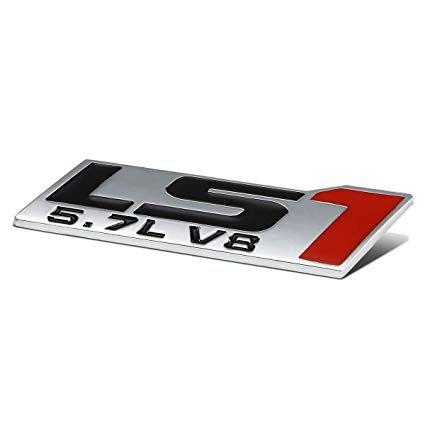 LS1 Logo - Metal Emblem Decal Logo Trim Badge 5.7L LS1 V8 (Black & Red)