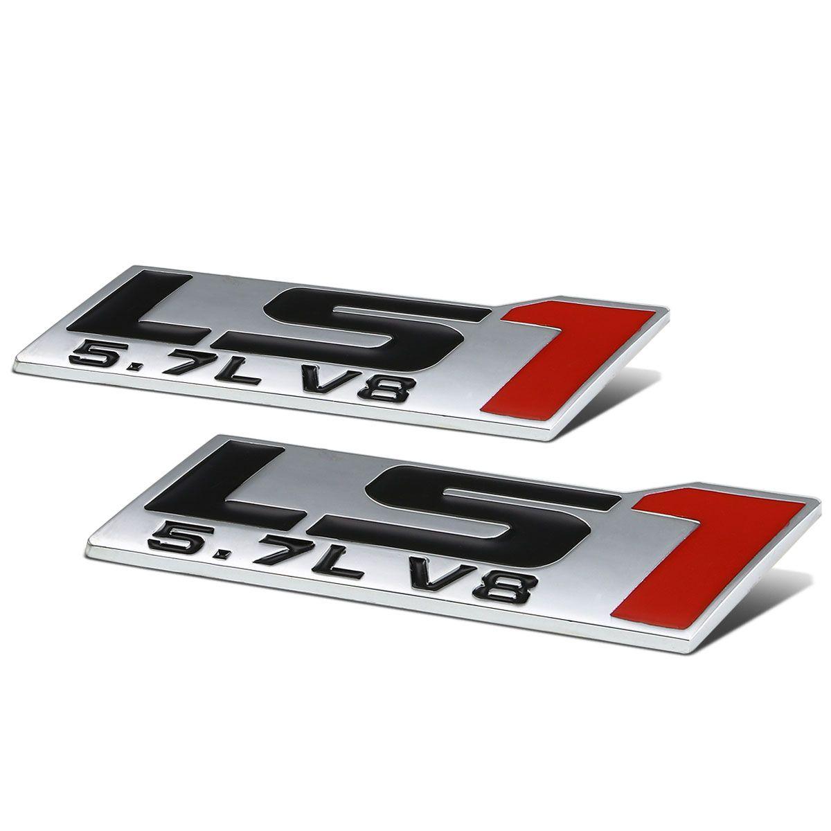 LS1 Logo - x Metal Emblem Decal Logo Trim Badge LS 1 5.7L V8 (Black & Red)