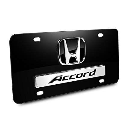Accord Logo - Au-Tomotive Gold, INC. Honda Accord 3D Logo Black Metal License Plate