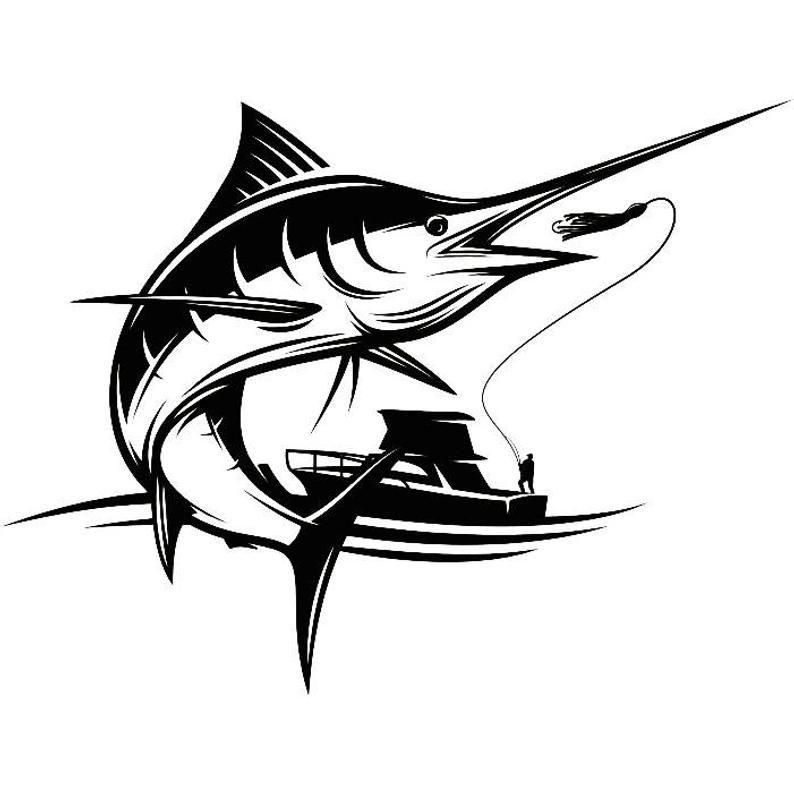 Marlin Logo - Marlin Logo Deep Sea Ocean Water Fishing Hunting Fish Competition Contest.SVG .EPS .PNG Instant Digital Clipart Vector Cricut Cut Cutting