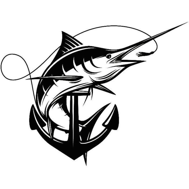 Marlin Logo - Marlin Logo Deep Sea Ocean Water Fishing Hunting Fish Competition Contest.SVG .EPS .PNG Instant Digital Clipart Vector Cricut Cut Cutting