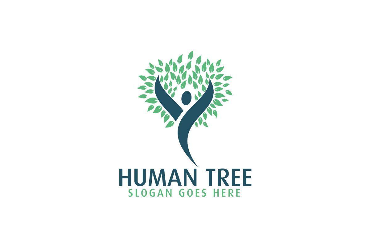 Life Logo - Human tree logo design. Green life logo sign.