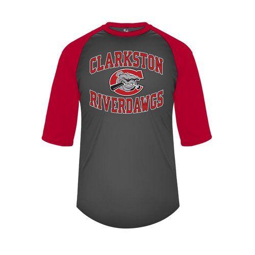 Riverdawgs Logo - Badger - Performance 3/4 Sleeve Baseball Tee. 4133.