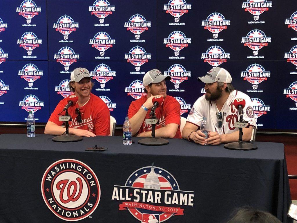 Backstrom Logo - Dehydrated Alex Ovechkin does Stanley Cup media at Nationals Park ...