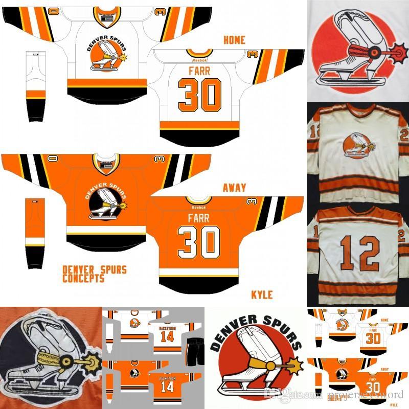 Backstrom Logo - Denver Hockey Jersey 12 Bob McCord 14 BACKSTROM 30 FARR 100% Stitched  Embroidery Logos Custom Any Name Number Hockey Jerseys White Orange