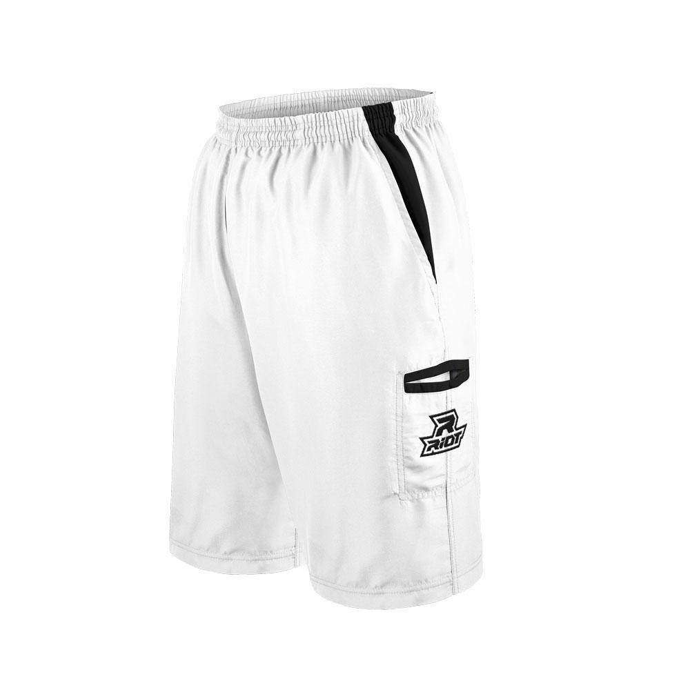 Shorts Logo - White Shorts with Black Riot Logo