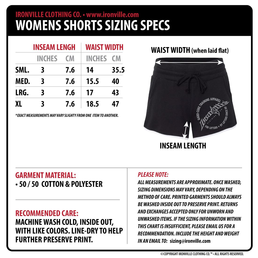 Shorts Logo - Ironville – WOMENS GYM SHORTS – Horizontal Logo