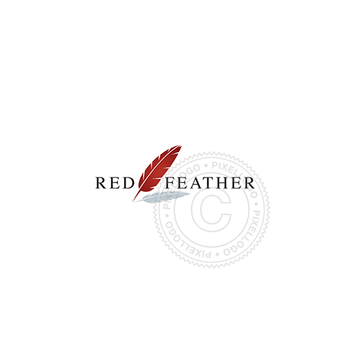 Red Feather Logo - Feather logo feather pen logo with shadow