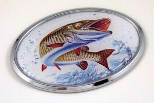 Muskellunge Logo - Details about Fishing Muskie Muskellunge Emblem CAR Auto Boat Chrome Decal  Badge