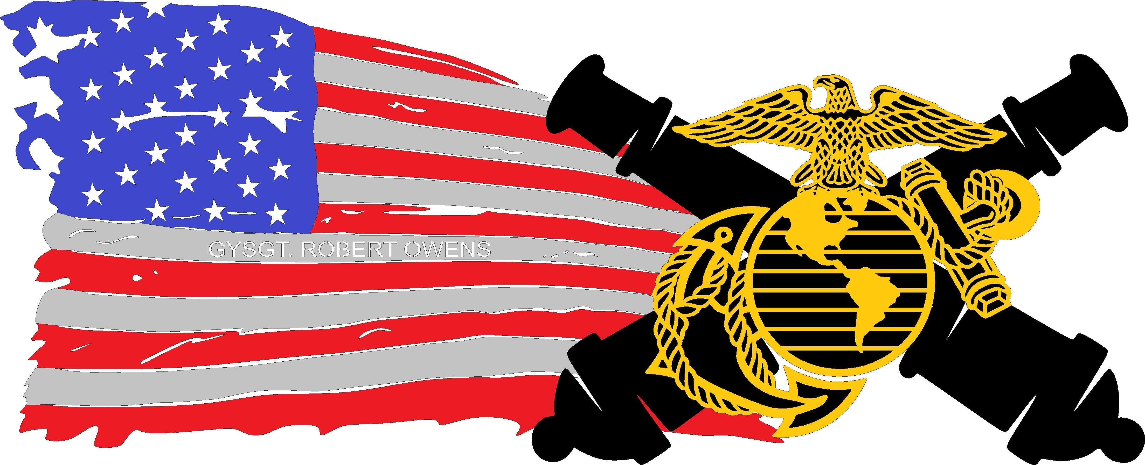 Artillery Logo - Tattered Flag W Marine Corps Logo Artillery