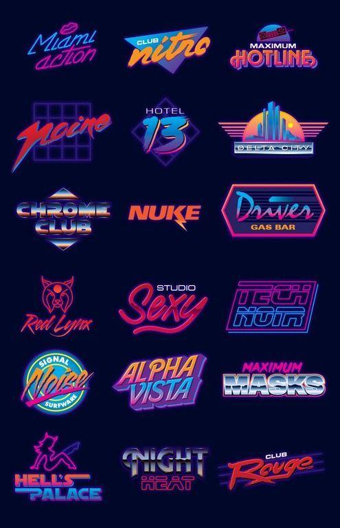 80s Logo - 80s style logos. Logo Design. Logos design, Neon logo, Retro logos
