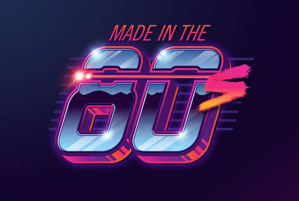 80s Logo - Showcase of Rad Retro Designs with 80s Style Chrome Text Effects