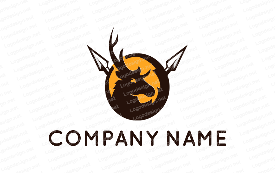 Rein Logo - rein deer inside the circle with spear. Logo Template by LogoDesign.net