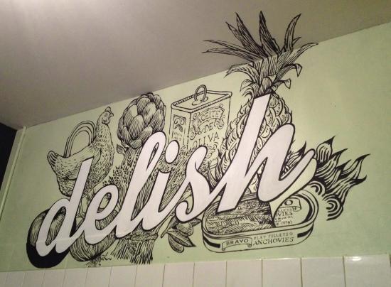 Delish Logo - Our fantastic mural logo inside the shop, artwork by Beth Norling ...