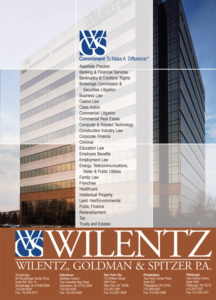 Wilentz Logo - Wilentz, Goldman & Spitzer Advertisement