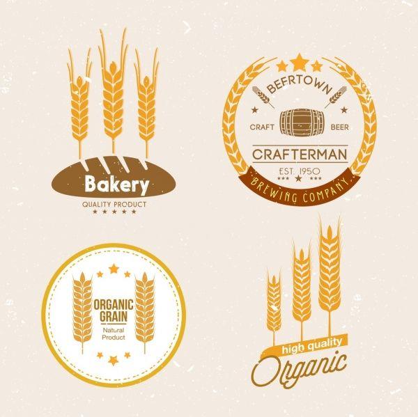 Barley Logo - Logo design yellow barley flowers icons retro design Free vector in ...